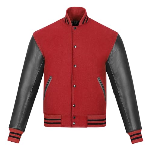 Image of Varsity Jacket Baseball Letterman Jacket- Wool and Leather Premium Quality Unisex Basketball Jacket