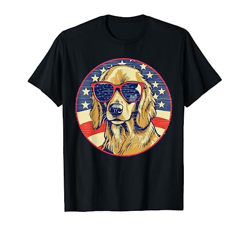 Golden Retriever t Golden Retriever Regalo Bandera de Estados Unidos Camiseta