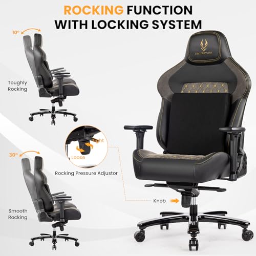 Big and Tall Gaming Chair 440LBS Gaming Chair with Metal Base Memory Foam Lumbar 4D Adjustable Armrest Computer Chair for Heavy People Ergonomic High-Back Computer Chair - Image 6
