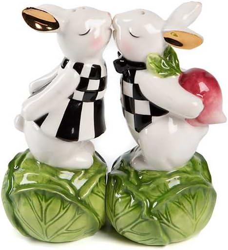 MacKenzie-Childs Cabbage Garden Salt & Pepper Set, SMALL, Black/White