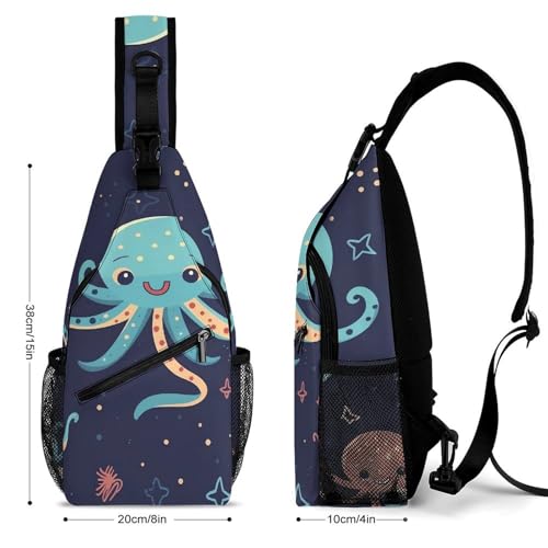Mochila tipo cruzada para senderismo con diseño de pulpo miniatura 2