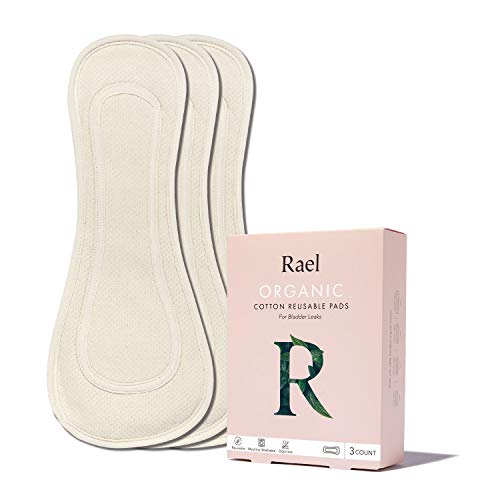Rael Organic Reusable Bladder Pads - Thin Cloth Pads, Leak Free, Washing Machine Safe, Incontinence Pads,Â Set of 3 (Overnight, Natural)