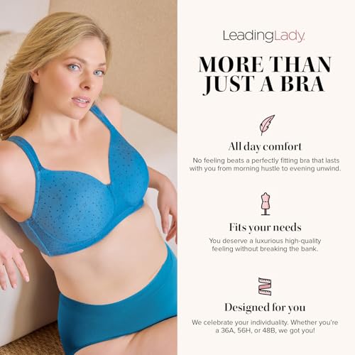 Image of Leading Lady, Brigitte Full Coverage, Wireless, Padded T-Shirt Bra, Ballet Back, Side & Back Smoothing, Wide Straps, 36A-54G