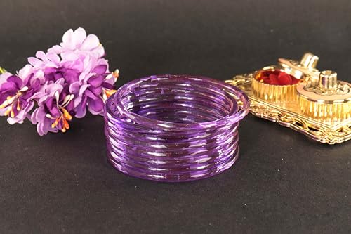 Image of ZULKA Designer Plain Glossy Glass Kada Set For Women & Girls With Diamond Cut Design | Fancy Designer Glass Bangles | Traditional Chudi | Kanch Ki Churi | Stylish Glass Kada For Wedding - Set Of 8