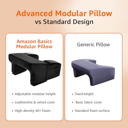 Image of amazon basics Lap Desk Pillow with Adjustable Height & Soft Armrest | Laptop Support for Work from Home, Reading & Gaming | Comfortable Use on Bed, Sofa & Floor | Black