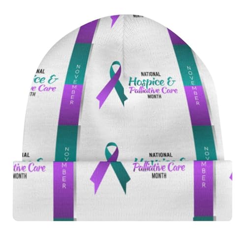 Purple Green Ribbon Hospice and Palliative Care Awareness Kids Beanie Hat for for Girls Boys Children Cap Winter Knitted Chemo Cancer Headwear Accessories Gifts Decoration4