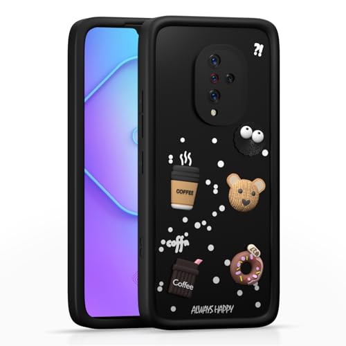 Image of Pikkme Back Cover for Vivo S1 Pro | Cute Fun Cartoon 3D Bear Silicone Full Body Protection Bumper Case (Black)