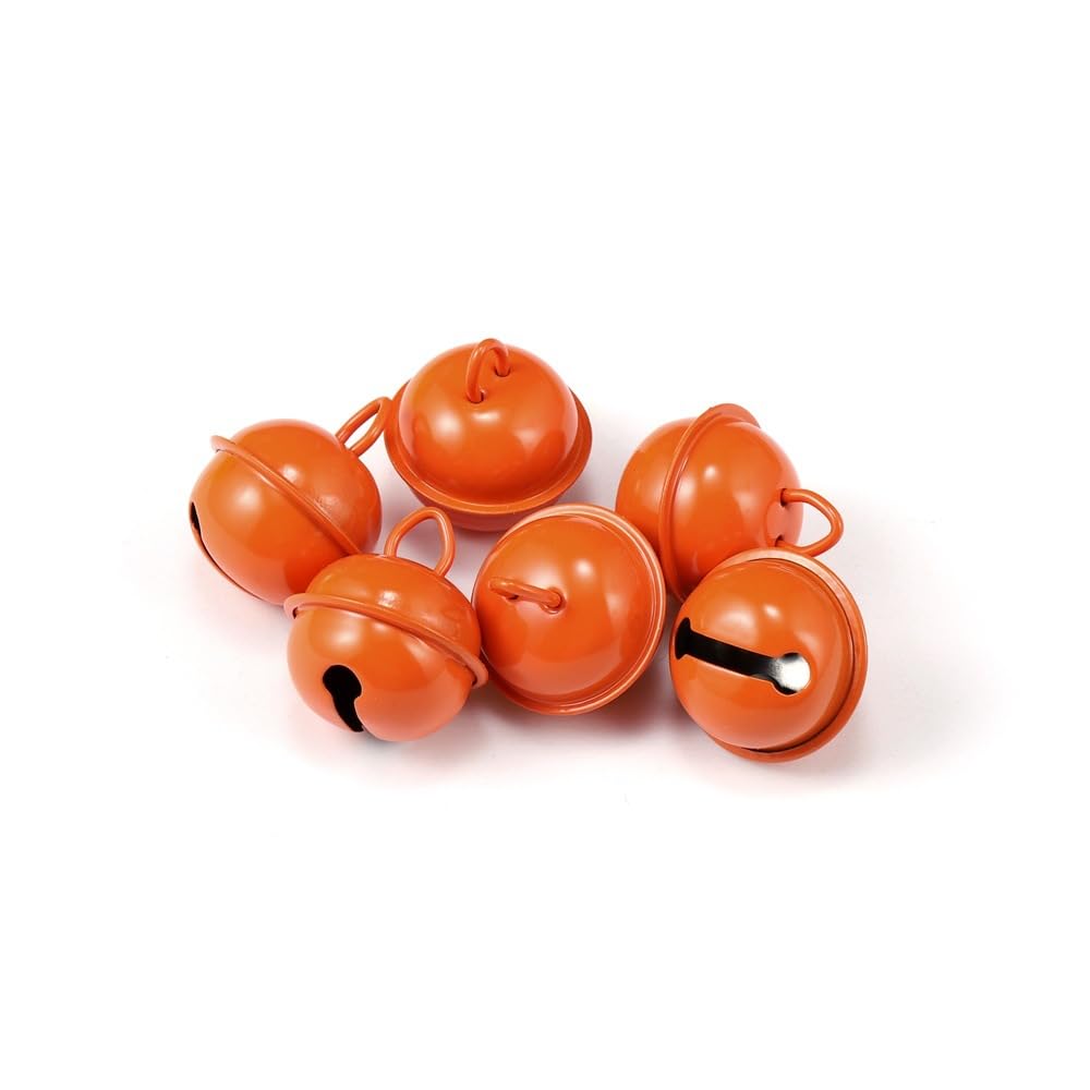 Namzi Jingle Bells, 22mm 30pcs Craft Bells for DIY Holiday Decoration, Musical Party, Home, Festival, Wedding,Orange