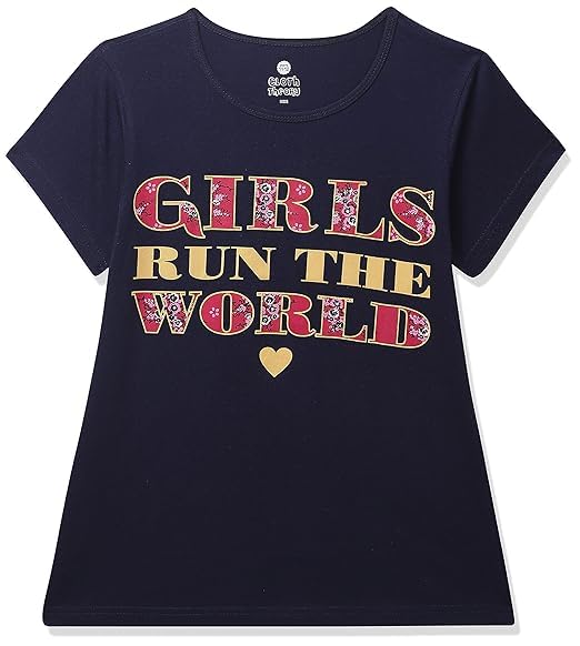 Image of Clotth Theory Girls Super Combed Cotton Regular Fit Round Neck Printed Short Sleeve Tshirt -Combo Pack of 3