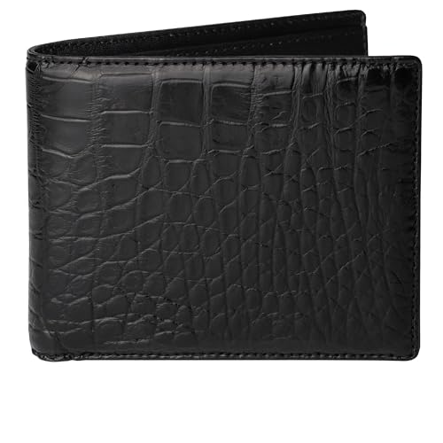 Image of HATA Men Leather Bifold Wallet RFID Blocking Front Pocket Exotic Billfold Handmade Gift For Birthday Wedding Anniversary Father's Day