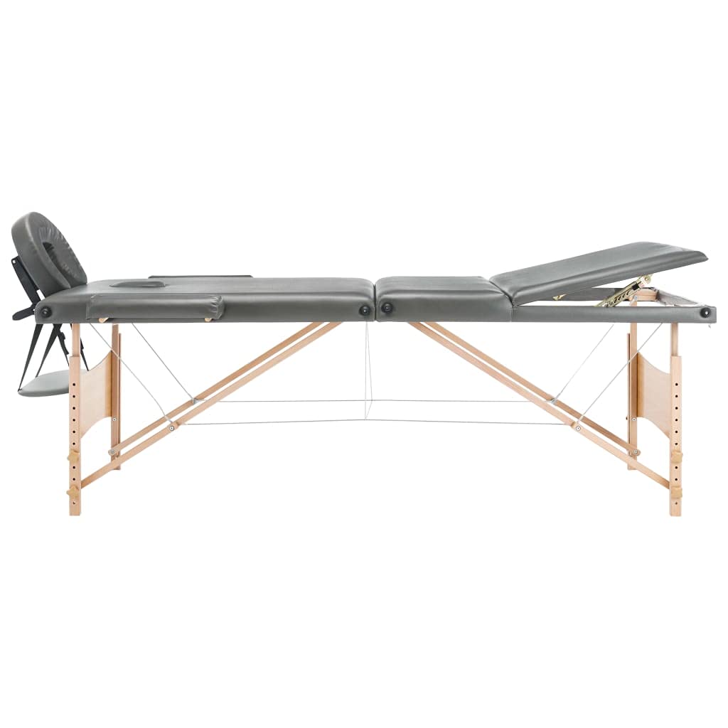 Table de Massage avec 3 Zones Cadre en Bois Anthracite 186x68cm,Santé & beauté,Hygiène personnelle,Massage & Relaxation,Tables de Massage,16.5 kg-110172