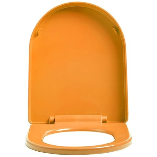 Toilet Seats Elongated 18.1 x 14.1, Colorful Soft Close Loo Seat with Adjustable Hinges, D/U Shape Toilet Seats Cover, Quick Release for Easy Clean, Simple Top Fixing Toilet Lid, Orange