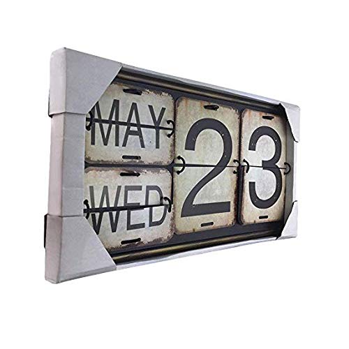Archi Home Metal Wall Calendar Shabby Chic Perpetual Flip Calendar For Office Bar Decoration Square Shape Distressed Finish Wall Hanging-Reproduction Antique Railroad (012, Black) #TOP3
