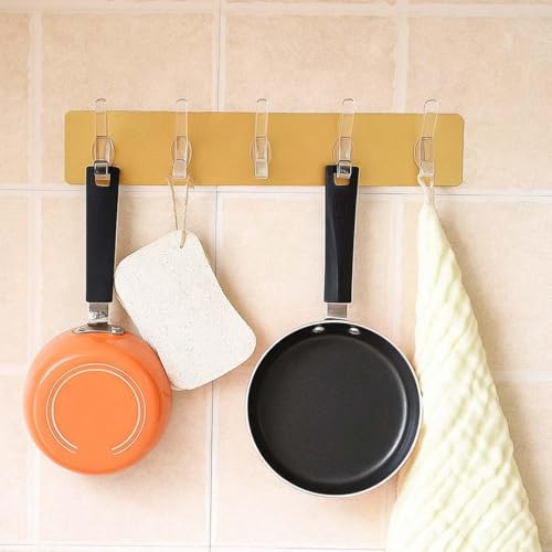 Image of 1 Piece Self Adhesive Wall Hooks for Kitchen Organizer No Drilling Stainless Steel Hooks Heavy Duty Waterproof Hooks for Home Bathroom Bedroom Keys Bags Towels Strong Wall Hanger (1 PCS)