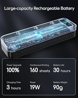 Portable Thermal Printer, Bluetooth Portable Printers Wireless for Travel, Small Inkless Printer for Phone Laptop, Support 8.5" X 11" & A4 Thermal Paper, Compact Mobile Printer for Office Home School