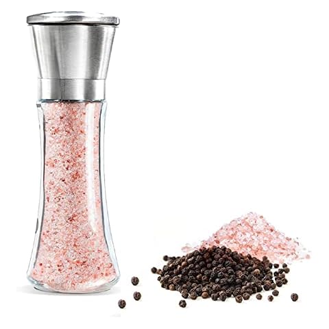 GLLBTPT Salt and Pepper Grinder,Stainless Steel Refillable Salt & Peppercorn Shakers Adjustable Coarseness for Spices,Fresh Ground Pepper,Himalayan Or Sea Salts Cover