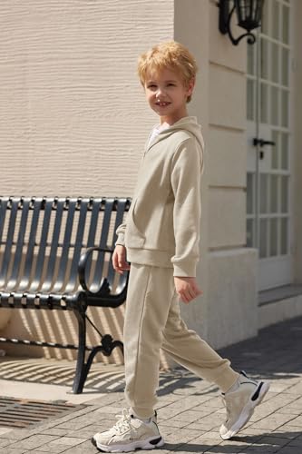 Arshiner Boys' 2 Piece Athletic Tracksuit Jogging Sets Outfit Sweatsuit Zip Up Hoodie and Active Pants for Kids 5-14 Years3