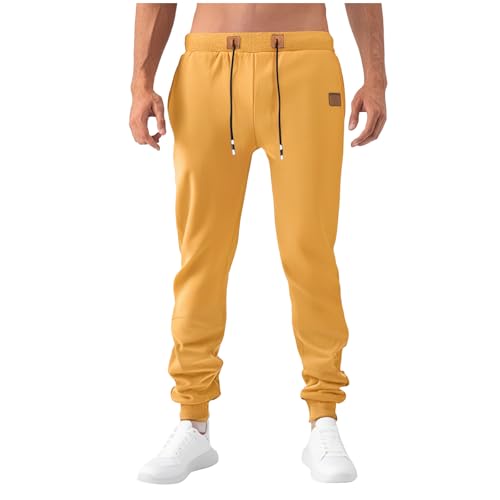 Mens Casual Sweatpants Drawstring Jogging Solid Color Athletic Trousers Slim Fitted Pants Fashion Fall 2025