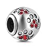 Breloque en argent sterling 925 avec empreinte de patte de chien - Perle pour bracelets Pandora Red #1