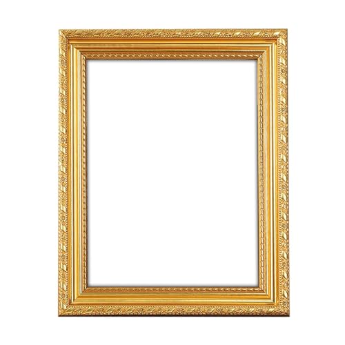 Cadre photo A4 doré pour photos, œuvres d'art ou affiches - Style baroque - Prêt à accrocher - Crochets muraux inclus - Dos en MDF