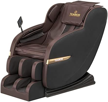 LUSHF TEAMOR Full-Body Shiatsu Massage Chair - Retro Classic Recliner Massager with Airbag Heating Foot Roller for Home and Office, Zero Gravity Space Capsule Reclining Relax Massage Chair in Brown