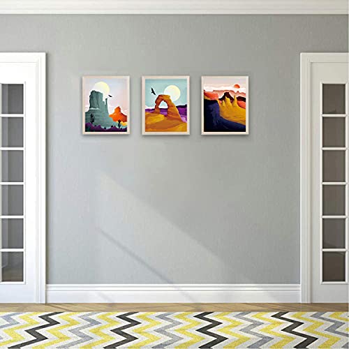 Desert Landscape Art Printing,National Parks Art Prints,National Park Poster ,Mountain Print Set Abstract Prints Of Mountain Wall Art,Saguaro Poster For Home And Living Room Wall Art Decor Set Of 4 (8”X 10” ， No Frame #TOP3