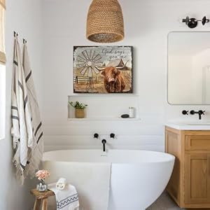 Farmhouse Highland Cow Wall Art Rustic Country Cow Barn Windmill Pictures Wall Decor Highland Cow Canvas Prints Painting Framed Artwork For Bedroom Bathroom Kitchen Living Room 12"x16" Farmhouse Highland Cow Wall Art Rustic Country Cow Barn Windmill Pictures Wall Decor Highland Cow Canvas Prints Painting Framed Artwork For Bedroom Bathroom Kitchen Living Room 12×16