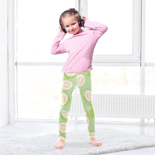 Green Guava Pattern Girls Leggings Soft Stretch Workout Yoga Dance Pants for Kids Casual Tights4