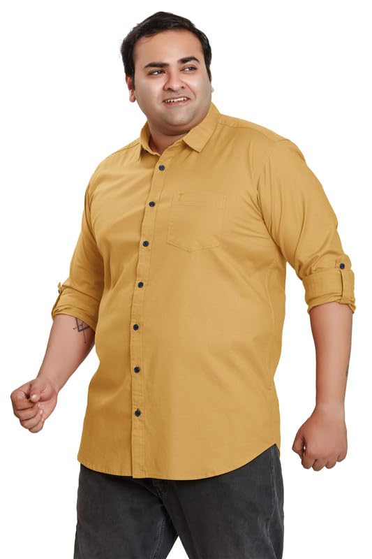 Image of BE ACTIVE Plus Size Lycra Cotton Satin for Men Shirts|| All Plus Size Men|| Cotton Stylish Full Sleeves Shirt for Men