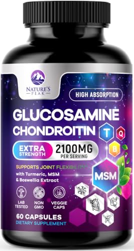 Glucosamine Chondroitin Joint Complex - 2100mg per Serving - Extra Strength Joint Support with MSM Turmeric & Boswellia - Supports Cartilage Joint Health & Flexibility - Bottled USA - 60 Capsules