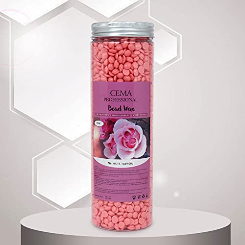 Image of CEMA Professional White Chocolate Bead Wax, 400g, High Flexibility, Stripless (400 Grams, Rose Wax)