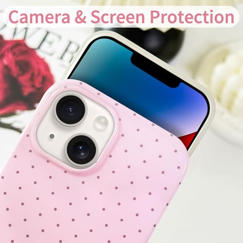Hython for iPhone 14 Case & iPhone 13 Case Cute Polka Dot Aesthetic Design Simple Cover 6.1", Thin Slim Anti-Scratch Soft TPU Bumper Shockproof Rubber Protective Phone Cover Women Girls Girly, Pink - image 3