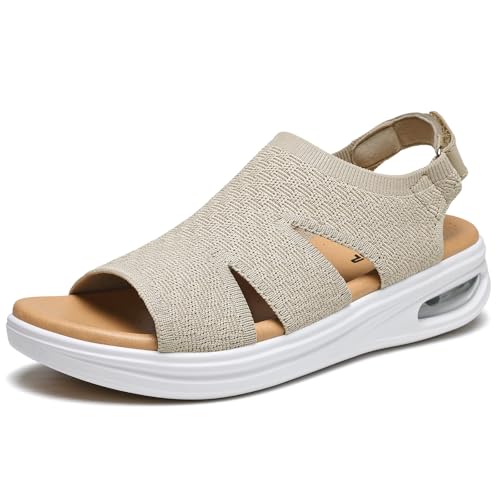 Image of ziitop Walking Sandals Women Orthopedic Sandals for Women Comfortable Arch Support Orthotic Platform Wedge Shoes Air Cushion Adjustable Strap Comfort Shoes for Summer Travel Beach Party Shopping Work