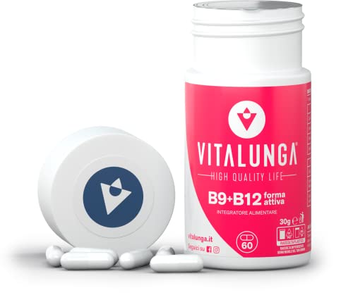Vitamina B12 e Acido Folico 400 mg In Forma Attiva 60 Capsule Vitamina b12 1000 mcg e Acido Folico ad Alto Dosaggio Per Sostegno Alla Gravidanza E Rinforzo Sistema Immunitario Naturale Made In Italy