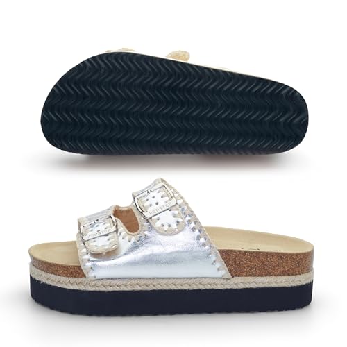 Image of PepStep Slide Sandals for Women with Soft Cork Footbed and Strap, Ladies Fashion Platform Slide Sandals Comfortable Slip On Style