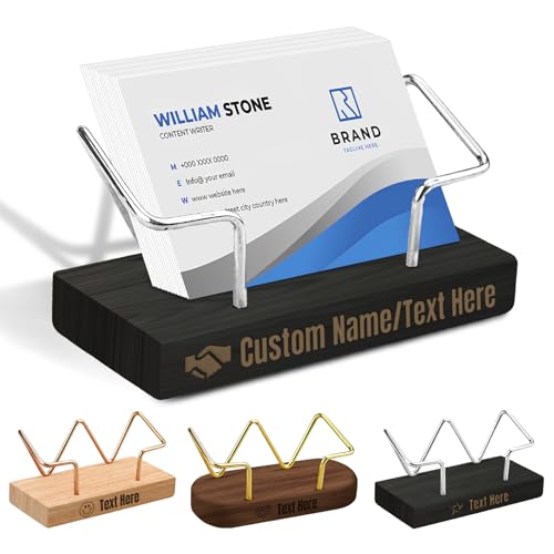 Tarjeteros personalizados de madera para tarjetas de visita, con logotipo/texto grabado, regalos para hombres, mujeres, colegas