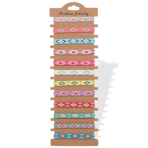 12 pulseras de la amistad tejidas a mano, hechas a mano, brasileñas, para...