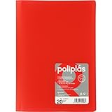 Grafoplas I Ordner mit Kunststoffhüllen I 20 transparente Hüllen I Größe Folio Rot I Serie Poliplas Blickdicht I Hergestellt in Spanien I Flexibler Deckel I Große Kapazität
