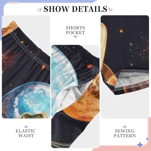 ZZXXB Space Dinosaur Boys Long Pants Soft Trousers Elastic Waist Kids Lounge Bottoms with Pockets S-XL4