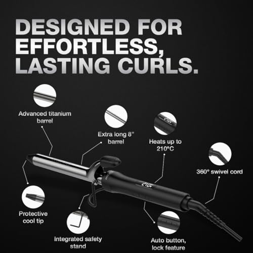 Image of IKONIC CURLING TONG- 22MM 8inch Ceramic Barrel Hair Curler Machine (BLACK & GOLDEN) with Safety Clip, Comfortable Rubber Grip for Salon like Hair Curls, Professional Hair Styling Tool