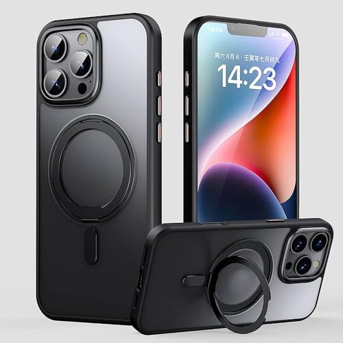 Coque mate avec support magnétique iPhone 14 Plus antichoc et noire
