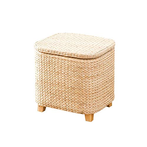 Cdyd Rattan Wicker Storage Stool Ottoman Multifunctional Household Door Sofa Side Footstool End Table Bench Pouf Basket 37 * 30 * 36Cm #TOP15
