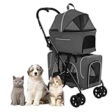 Poussette pour chien PLIABLE ET LÉGÈRE : Se plie rapidement pour un rangement facile et une utilisation quotidienne