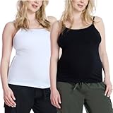 Motherhood Maternity Women's Plus Size Clip Down Nursing Tank Top Cami with Adjustable Straps for Breastfeeding-2 Pack, Black/White, 1X