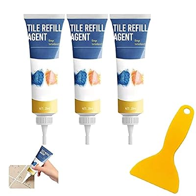 Tile Marker Repair Wall Pen White Grout Marker, Tile Restoring Refill Agent With Scraper For All Tile, Floors (3 x 20ml)