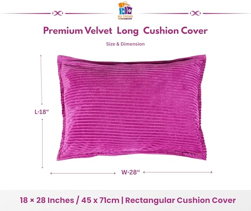 Image of RD TREND Corduroy Cushion Cover Set of 2, Striped Double Sided Decorative Throw Pillowcases for Sofa, Bed & Living Room Rectangular Long Cushion Covers 18x28 inches | Dark Pink