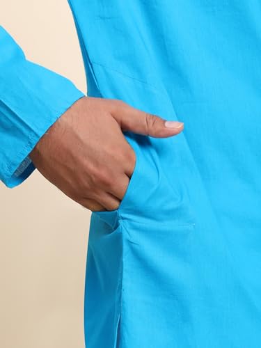 Image of Men's Pure Cotton Solid Kurta Pajama Set Round Neck Casual Yoga Dress