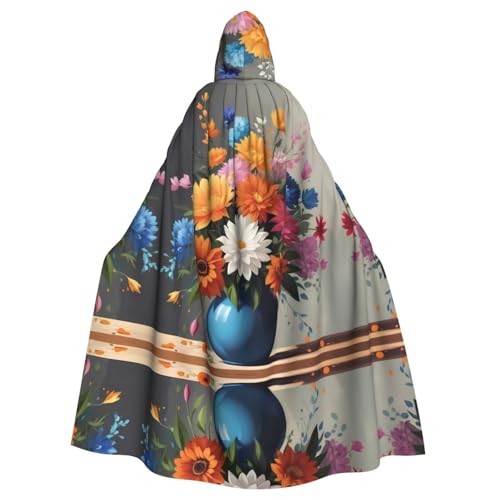 WHJSSF La capa con capucha para adultos con imagen de flores de óleo sobre lienzo es una capa súper grande, cómoda y duradera