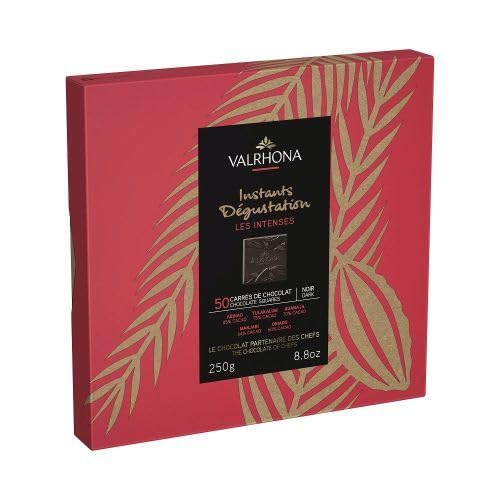 Cofanetto VALRHONA Gli intensi 50 quadrati cioccolato fondente