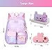 Jcobvig Rainbow Backpack For Girls Kids,Cute Student School Backpack With Pen Bag,Purple Aesthetic Starry Rainbow Laptop Travel Bag (Purple Large 17.5in